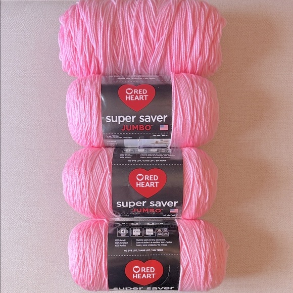 Red Heart Super Saver Jumbo Yarn - Soft Pink Bundle - Picture 1 of 6